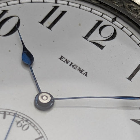 Swiss Made Vintage Enigma Pocket Watch with Horse Sculpture Alloy Case Working Good